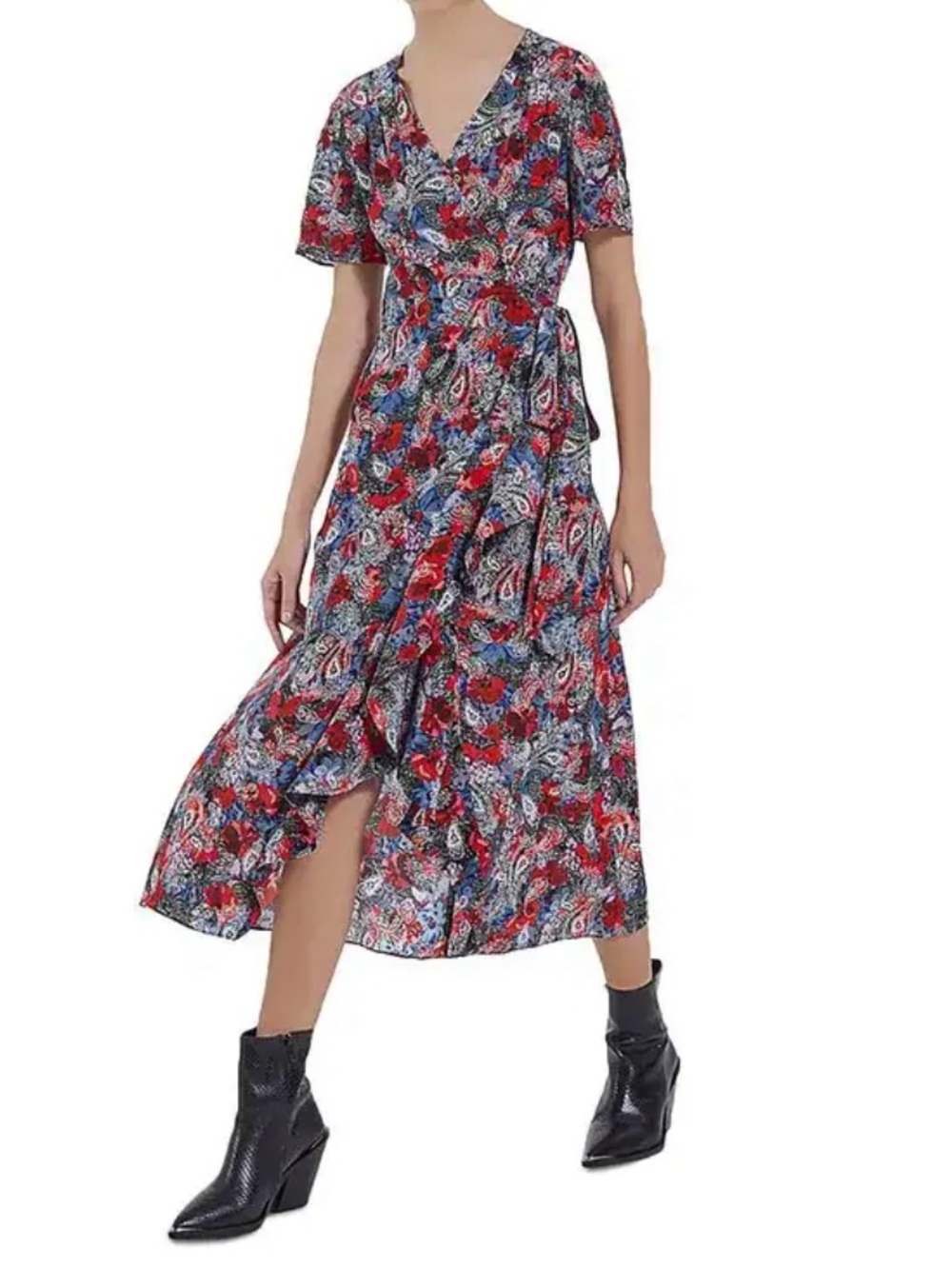 The Kooples Floral Wrap Midi Dress